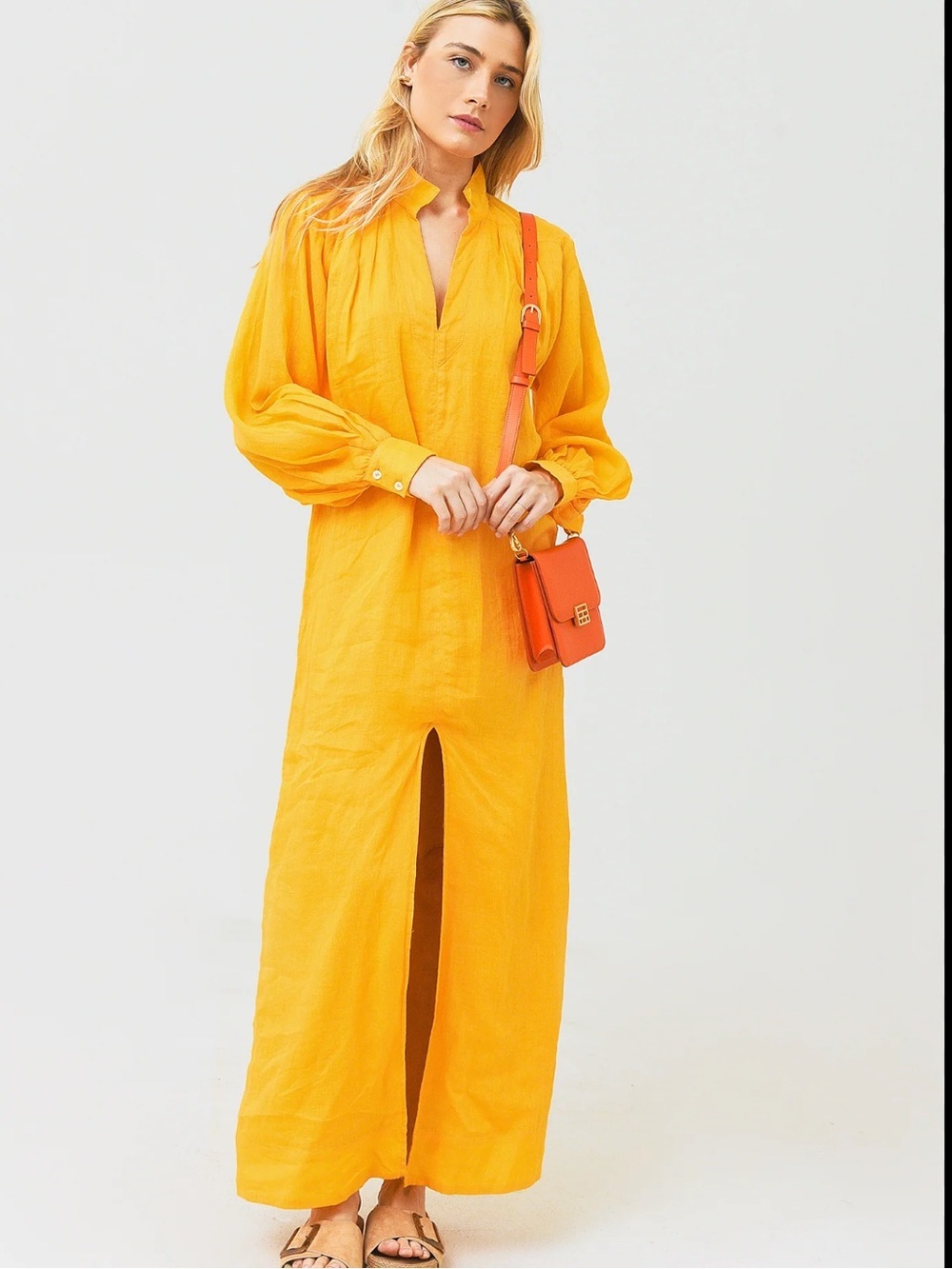 FRAME • Women's maxi kaftan Shirt Dress - XS - golden yellow
